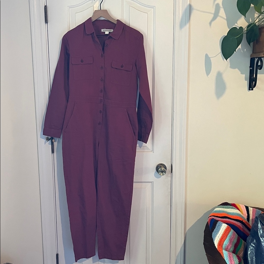 Outerknown | Burgundy S.E.A.‎ Long Sleeve Organic Cotton Jumpsuit Size Small - Picture 4 of 11